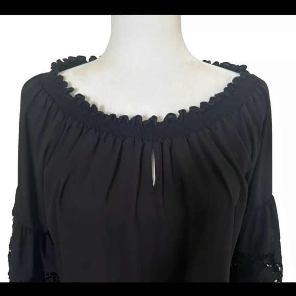 Joseph Ribkoff Off The Shoulder Lace Top Women's Sz 6 peasant boho Eye Lace VTG - Picture 7 of 13